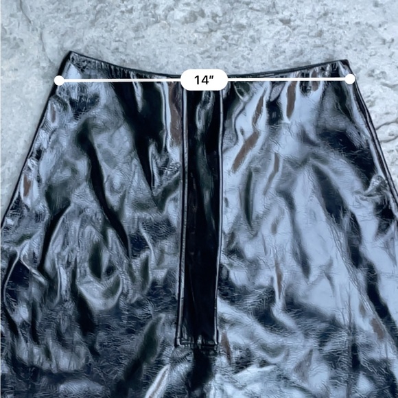 High Waisted Black Vinyl Midi Skirt black small - Picture 10 of 11